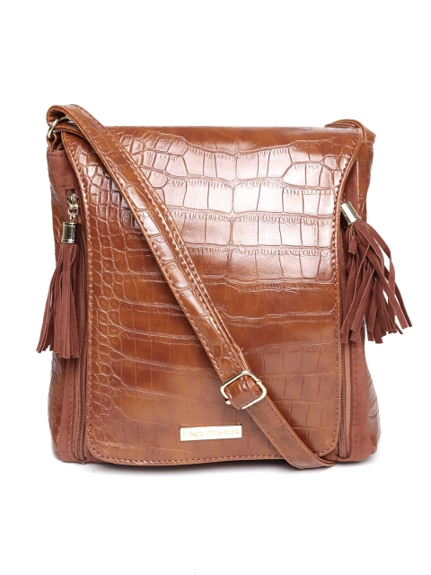 

Lino Perros Brown Croc Textured Sling Bag