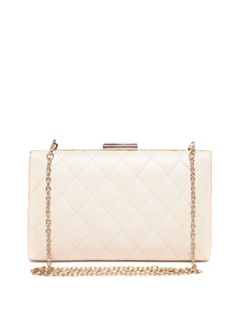 

Lino Perros Beige Quilted Box Clutch with Chain Strap