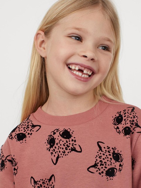 

H&M Girls Pink & Black Printed Sweatshirt