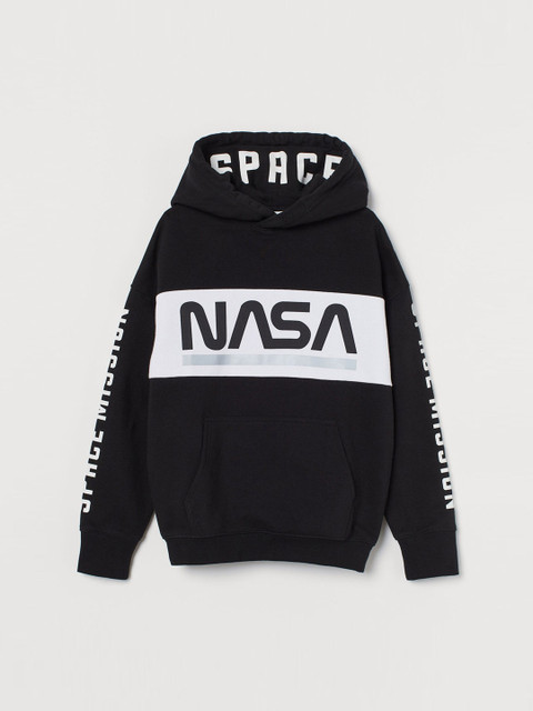 

H&M Boys Black & White NASA Printed Hoodie Sweatshirt