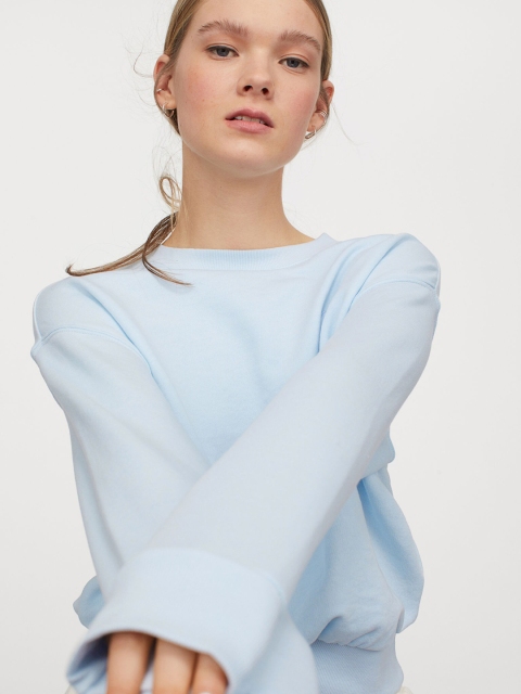 

H&M Women Blue Solid Sweatshirt