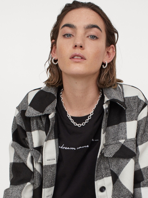 

H&M Women Black Printed T-shirt
