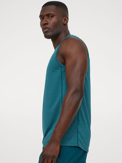 

H&M Men Turquoise Blue Solid Regular Fit Sports Vest Top