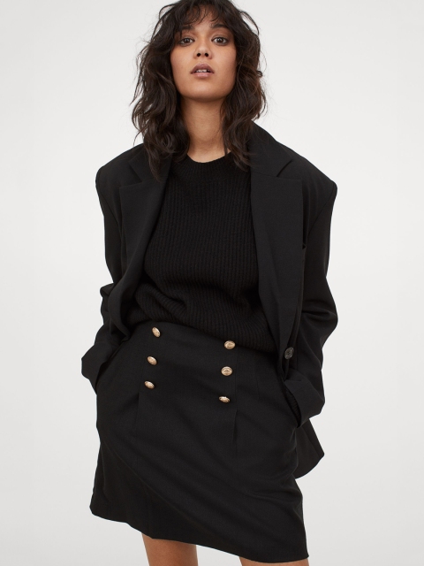 

H&M Women Black Solid Short Skirt