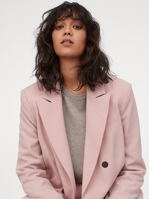 

H&M Women Pink Double-Breasted Jacket