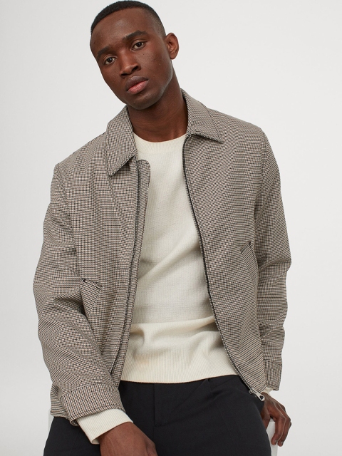 

H&M Men Checked Short Jacket, Beige
