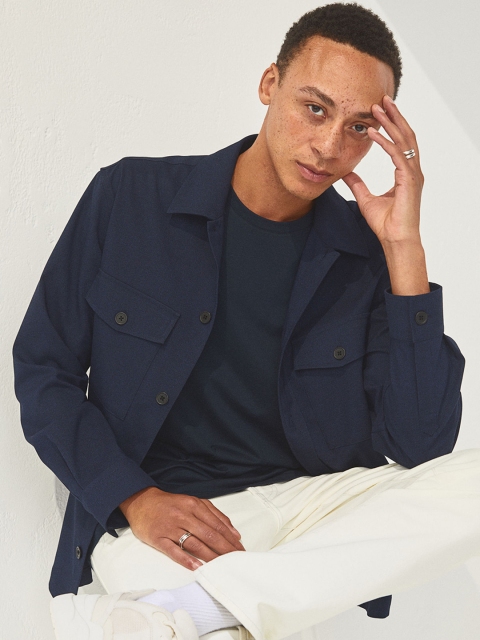 

H&M Men Blue Regular Fit Shirt Sustainable Jacket