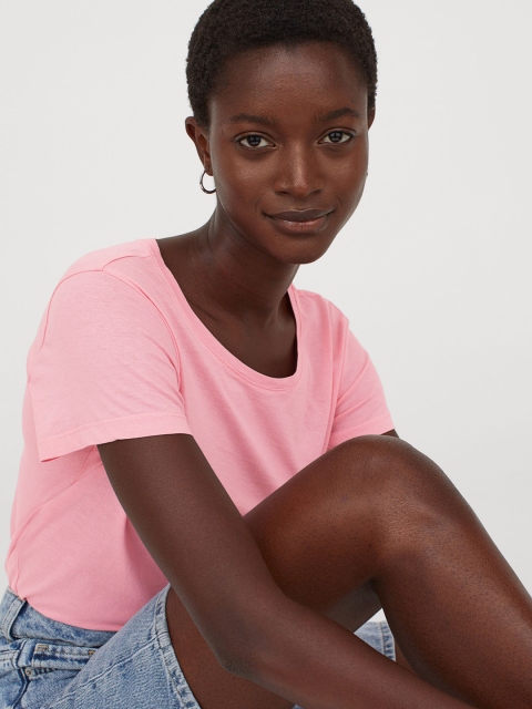 

H&M Women Pink Solid Jersey Top