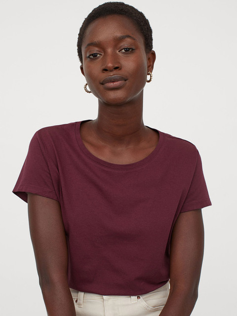 

H&M Women Maroon Solid Jersey top