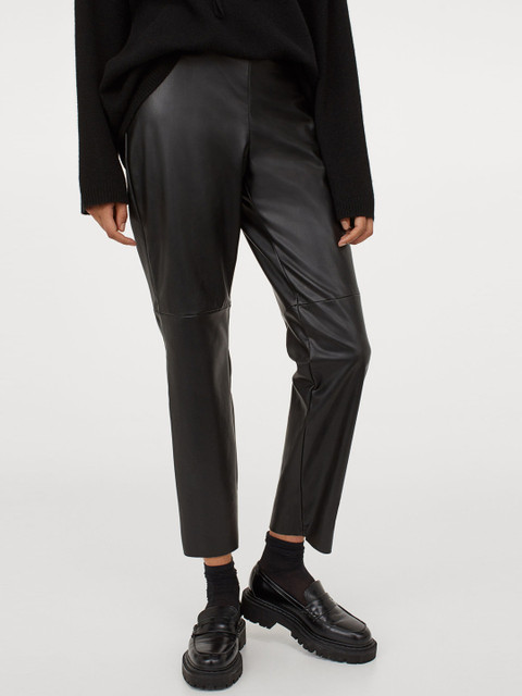 

H&M Women Black Imitation leather trousers