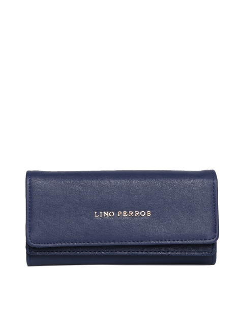 

Lino Perros Women Navy Textured Wallet, Navy blue