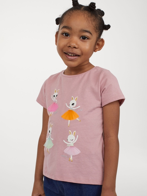 

H&M Girls Pink Printed Interactive Motif Top