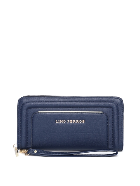 

Lino Perros Women Navy Textured Wallet, Navy blue