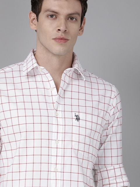 

U.S. Polo Assn. Men Red & White Regular Fit Checked Casual Shirt