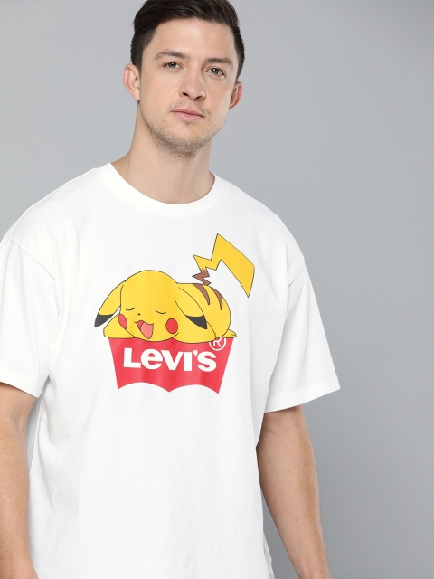 

Levis Men White Pokemon Printed Round Neck T-shirt