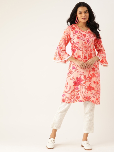 

Sangria Women Pink Ethnic Motifs Printed Straight Kurta