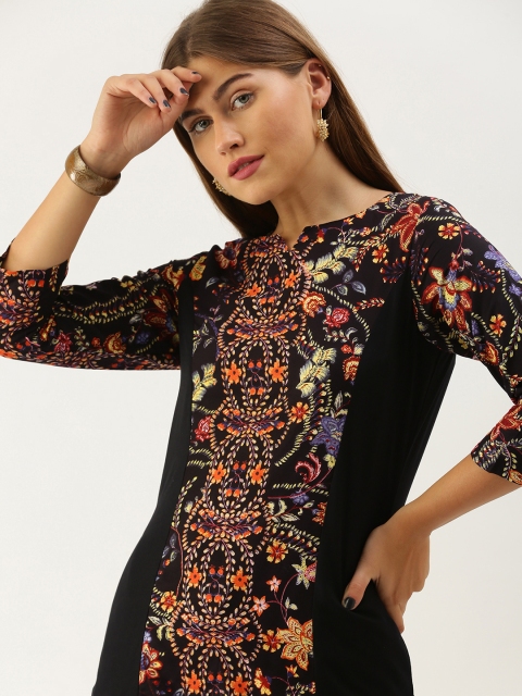 

Sangria Women Black Floral Printed Kurta