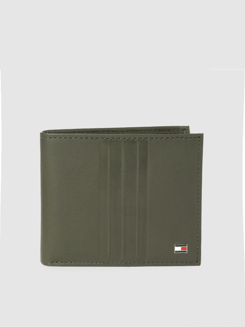 

Tommy Hilfiger Men Olive Green Solid Leather Two Fold Wallet