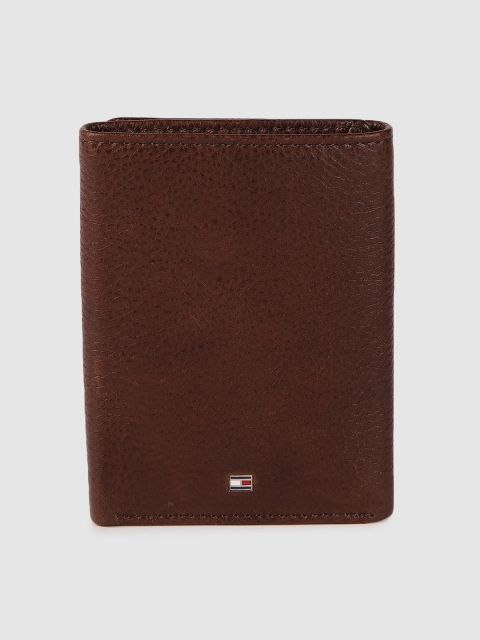 

Tommy Hilfiger Men Brown Solid Leather Three Fold Wallet