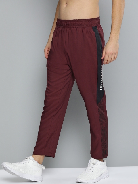 

HRX By Hrithik Roshan Men Zinfandel Typographic Slim Fit Rapid-Dry Training Track Pants, Burgundy