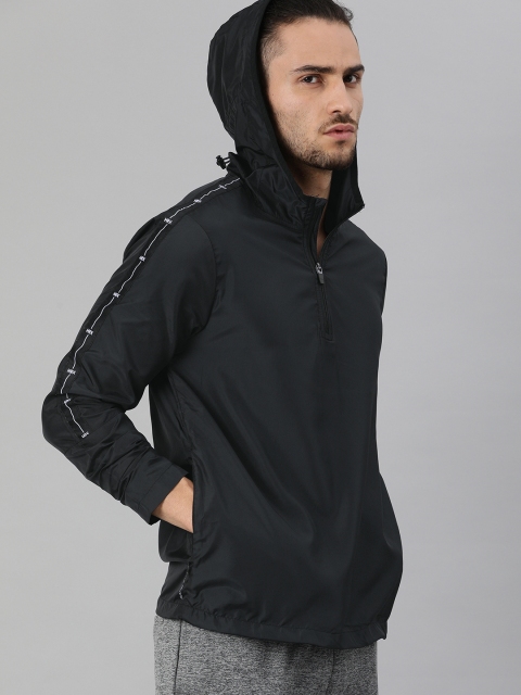 

HRX By Hrithik Roshan Men Jet Black Solid Packable Rapid-Dry Antimicrobial Running Jackets