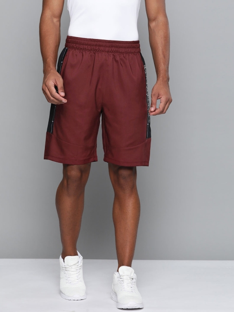 

HRX By Hrithik Roshan Men Zinfandel & Jet Black Colourblock Rapid-Dry Training Shorts, Maroon