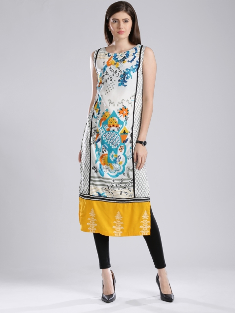 

W White & Black Hand Painted Kurta