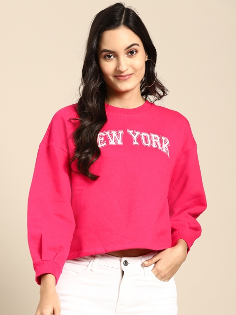 

COVER STORY Women Pink Solid Sweatshirt