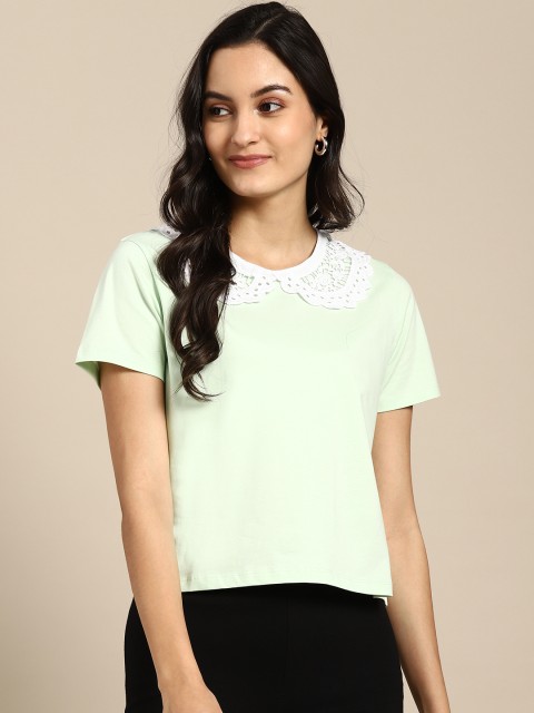 

COVER STORY Sea Green Pure Cotton Peter Pan Collar Top