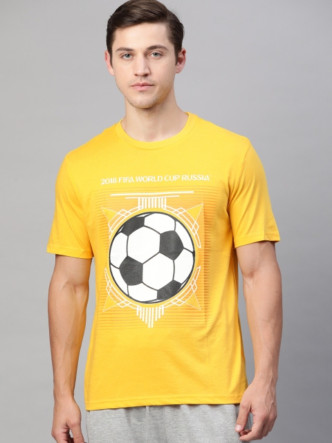 

Alcis Men Yellow & White FIFA U-17 WC Print Slim Fit Round Neck Sports T-shirt