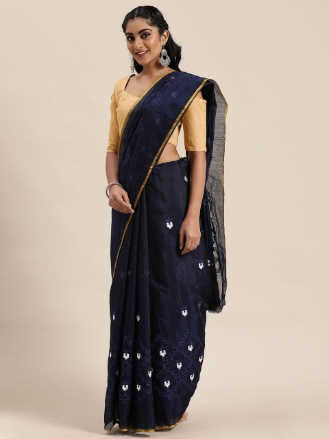 

LADUSAA Navy Blue Embroidered Patola Celebrity Saree