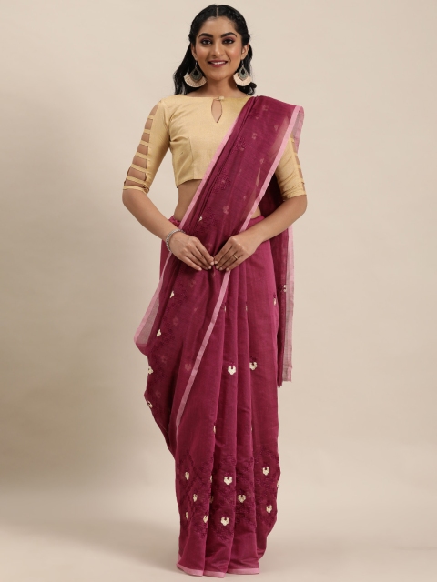 

LADUSAA Burgundy Embroidered Patola Saree
