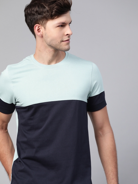 

Roadster Men Blue Colourblocked T-shirt