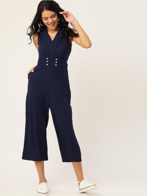 

DressBerry Women Navy Blue Solid Culotte Jumpsuit
