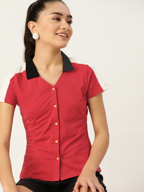 

DressBerry Women Red Opaque Casual Shirt