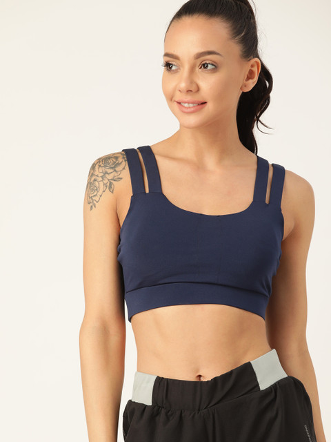 

DressBerry Navy Blue Solid Full Coverage Lightly Padded Workout Bra