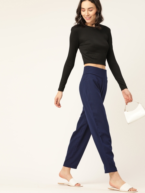 

DressBerry Women Navy Blue Regular Fit Solid Trousers