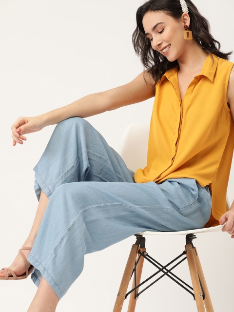 

DressBerry Women Mustard Yellow Solid Casual Shirt