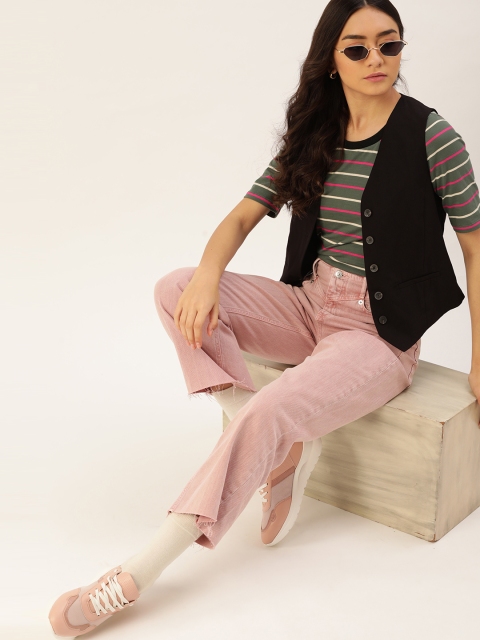 

DressBerry Green Pink Striped Pure Cotton T-shirt