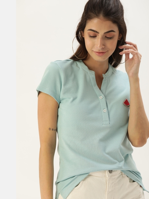 

DressBerry Women Blue Pure Cotton T-shirt
