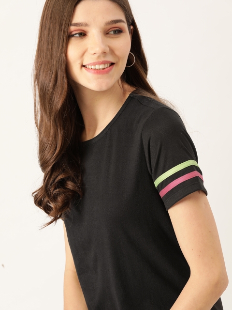 

DressBerry Women Black Solid Round Neck T-shirt