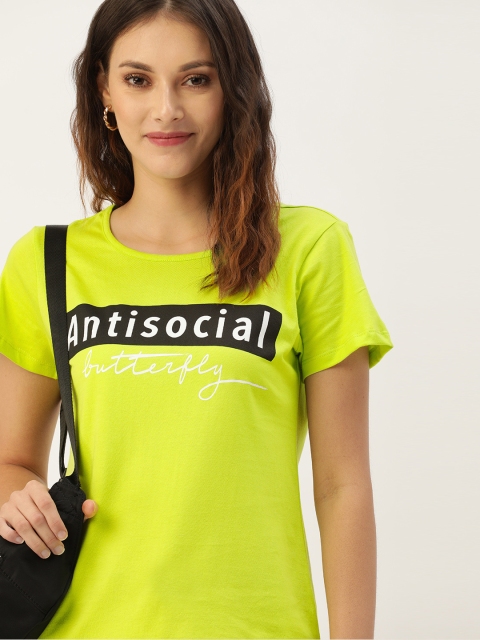 

DressBerry Women Green Printed Round Neck T-shirt