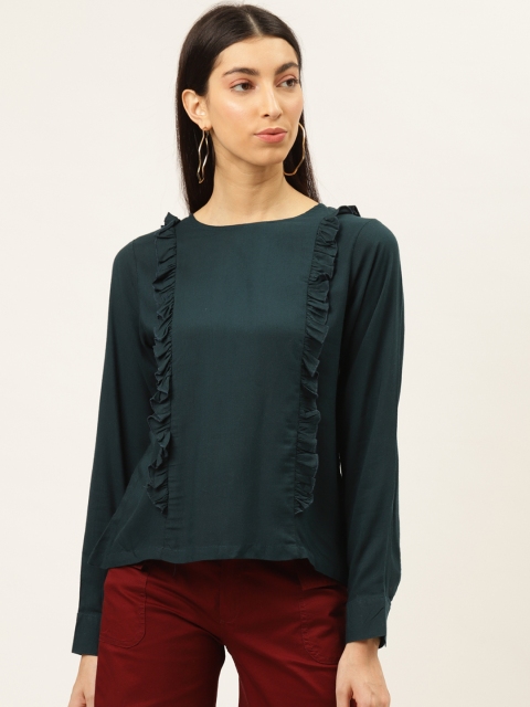 

The Dry State Women Teal Green Solid Top