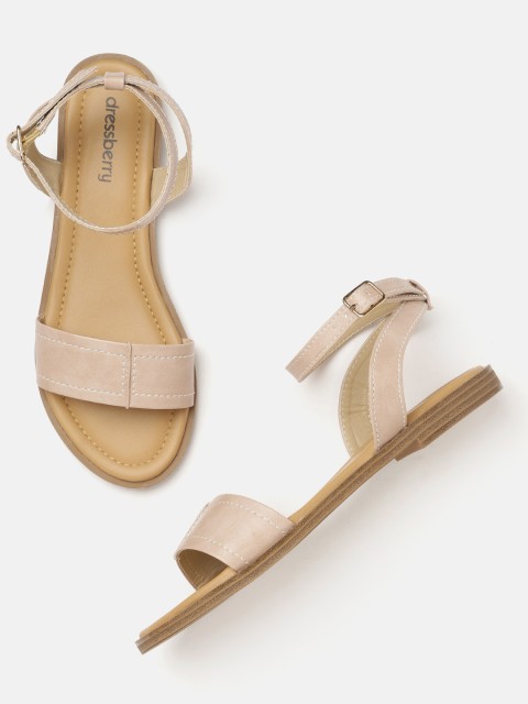 

DressBerry Women Beige Solid Open Toe Flats