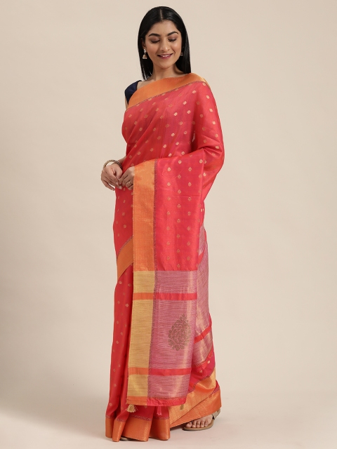 

Soch Red & Gold-Toned Woven Design Saree