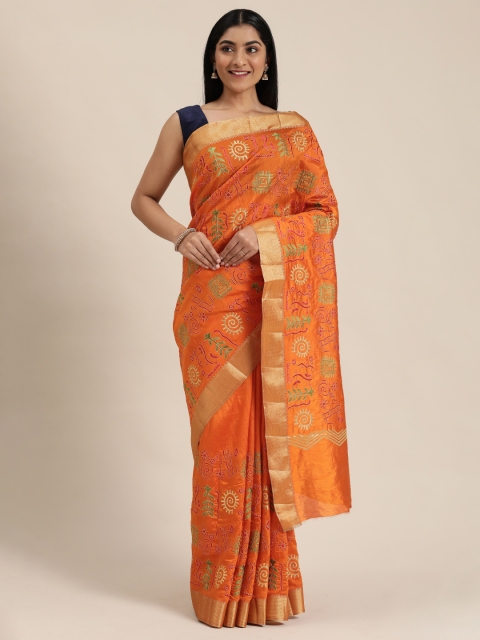 

Soch Orange Embroidered Saree
