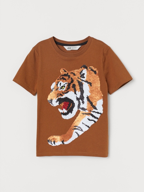 

H&M Boys Brown Reversible Sequin T-shirt