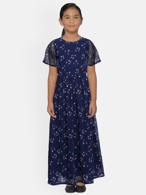 

Cherokee Girls Navy Blue Printed Maxi Dress