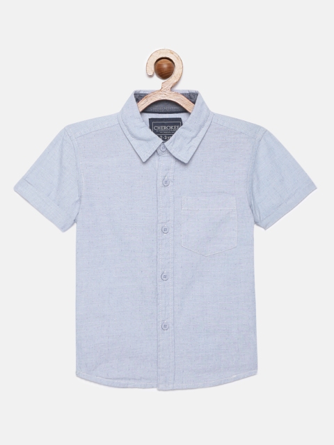 

Cherokee Boys Blue Regular Fit Solid Casual Shirt