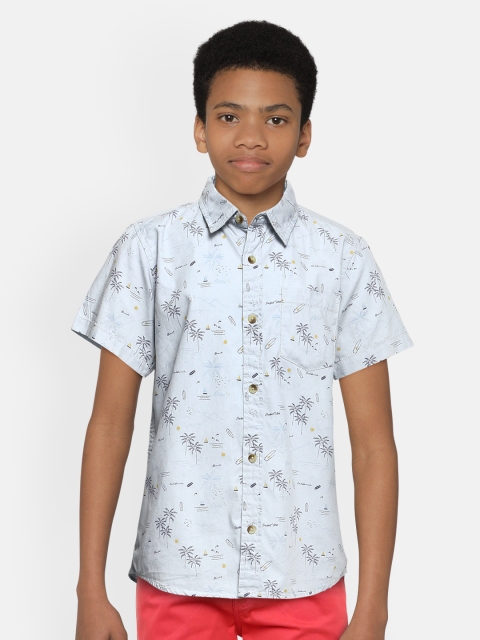 

Cherokee Boys Blue Regular Fit Printed Pure Cotton Casual Shirt